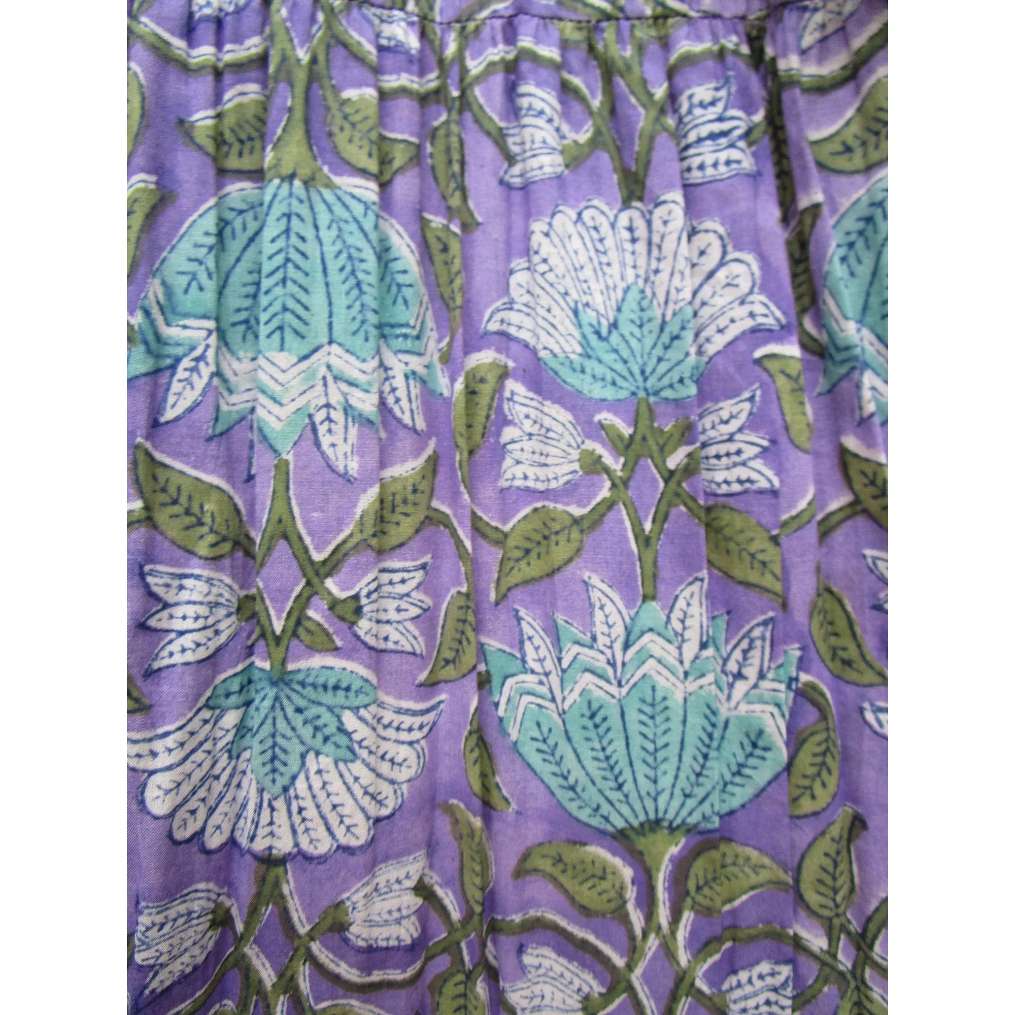 ambitious flower look hand block  printed cotton Indian maxi style look women dress - travel wear dress
